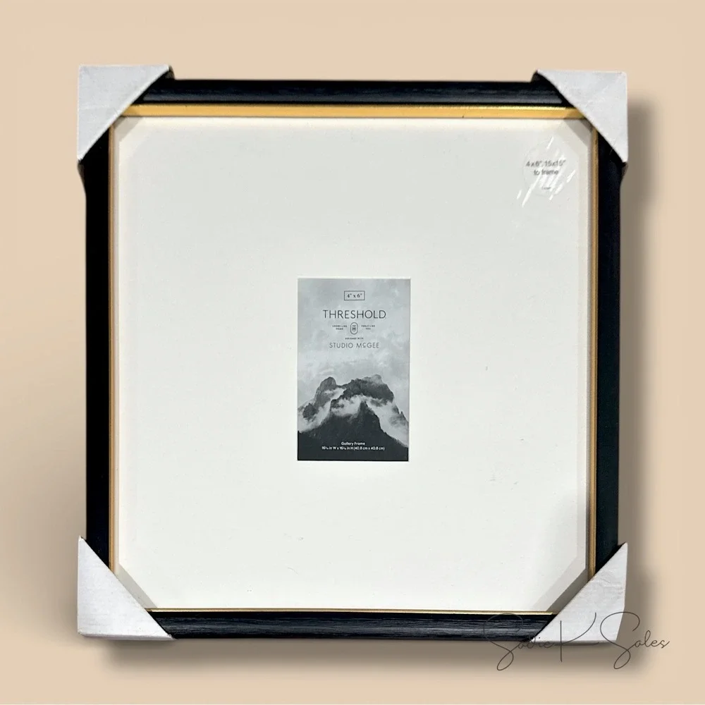 15x15 Matted to 4x6 Gallery Wall Frame‎ Black/Brass - Threshold Studio McGee